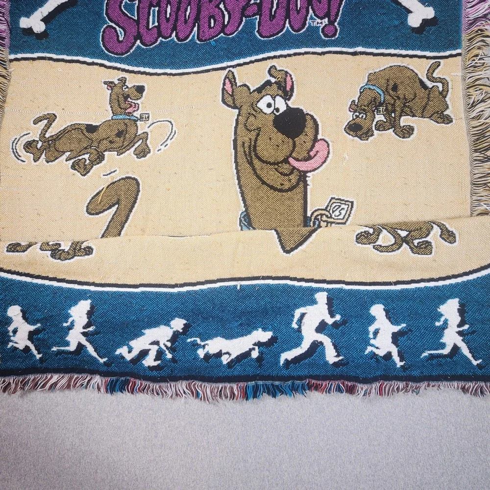 Scooby-Doo Woven Tapestry Throw Blanket Unisex OS Tan Good Vintage Fringed 90s